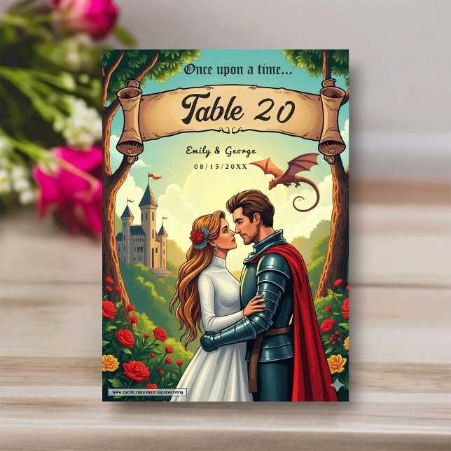 Tarjeta De Mesa Once Upon A Time Woodland Castle Fairytale Wedding (Subido por el creador)