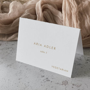 Tarjeta De Mesa Opción de menú de boda con tipografía dorada chic