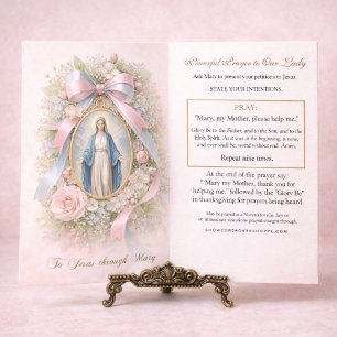 TARJETA DE MESA ORACIÓN CATÓLICA A JESÚS A TRAVÉS DE MARÍA