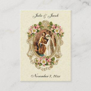 Tarjeta De Mesa Oración católica de boda Novia Novio María José 