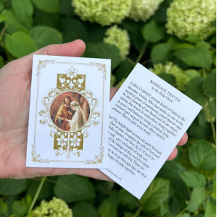 Tarjeta De Mesa Oración Católica de Matrimonio Boda Oro 