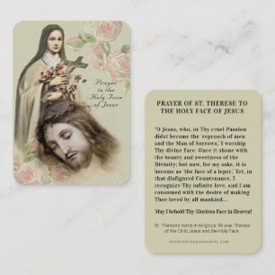 Tarjeta De Mesa Oración católica Santa Faz St. Therese Religiosa