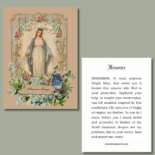 Tarjeta De Mesa Oración de la Madre Católica María Floral Memorare