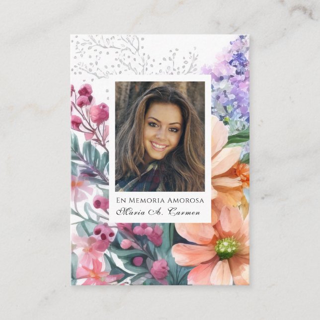 Tarjeta De Mesa Oración funeraria española floral primavera (Anverso)