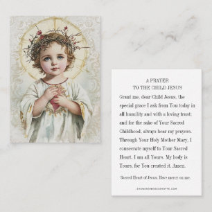 Tarjeta De Mesa Oración religiosa al Niño Jesús de Corazón Sacratí