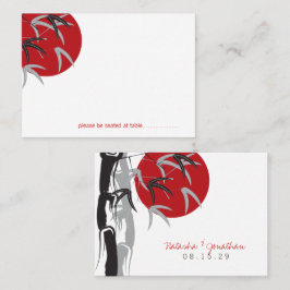 Tarjeta De Mesa Oriental Red Sunrise Zen Bamboo Tree Asian Boda