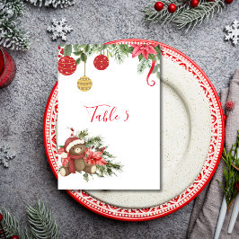 Tarjeta De Mesa Ornamento de poinsettia de invierno de los Navidad