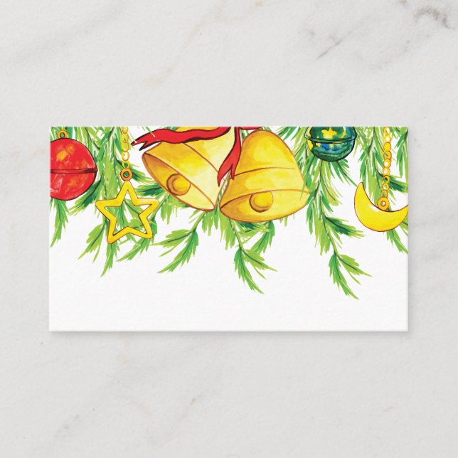 Tarjeta De Mesa Ornamentos navideños acuarelas | Día festivo (Anverso)