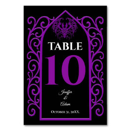 Tarjeta De Mesa Ornate border black and purple Gothic Wedding