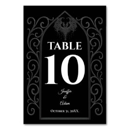 Tarjeta De Mesa Ornate border black and white Gothic Wedding
