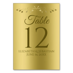 Tarjeta De Mesa Oro en Boda de flor de filigrí elegante de oro