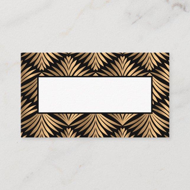 Tarjeta De Mesa Oro Negro Art Deco Gatsby Boda Fiesta Elegante (Anverso)