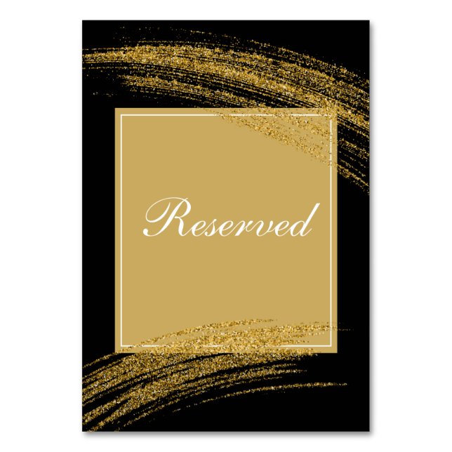 Tarjeta De Mesa Oro Negro de Lujo Reservado (Anverso)