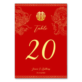 Tarjeta De Mesa Oro rojo dragón fénix boda china
