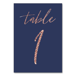 Tarjeta De Mesa Oro subió purpurina atractivo y boda azul