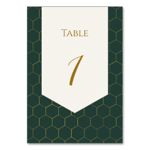 Tarjeta De Mesa Oro y Oro Verde de los años 1920 Boda Vintage Art