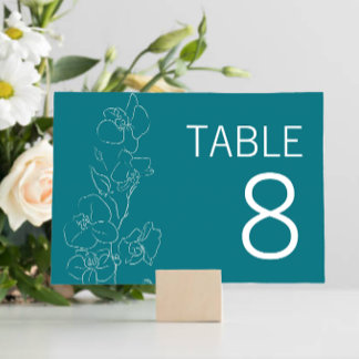 Tarjeta De Mesa Orquídea Blanca ・ Rótulo moderno del número de la 