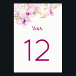 Tarjeta De Mesa Orquídea Púrpura Tropical Orquídea<br><div class="desc">Estos números de tabla bodas presentan un diseño de orquídea acuarela. La parte delantera y trasera de las tarjetas tienen el mismo diseño. Para realizar el pedido, introduzca el número de tabla y haga clic en "Añadir al carrito" para cada número de tabla. Estas tarjetas de número de tabla de...</div>