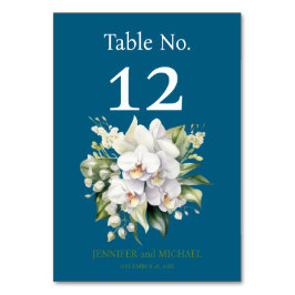 Tarjeta De Mesa Orquídeas blancas color de agua Boda número de tab