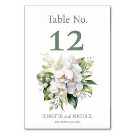 Tarjeta De Mesa Orquídeas blancas color de agua Boda número de tab