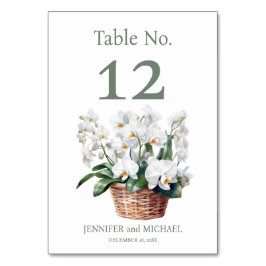 Tarjeta De Mesa Orquídeas blancas color de agua Boda número de tab