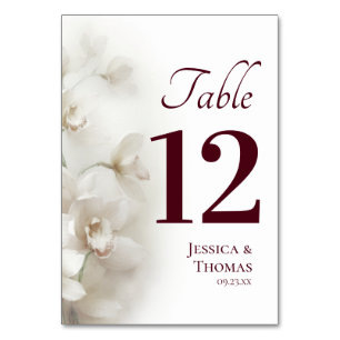 Tarjeta De Mesa Orquídeas Blancas Soñadoras Estilo Floral Boda