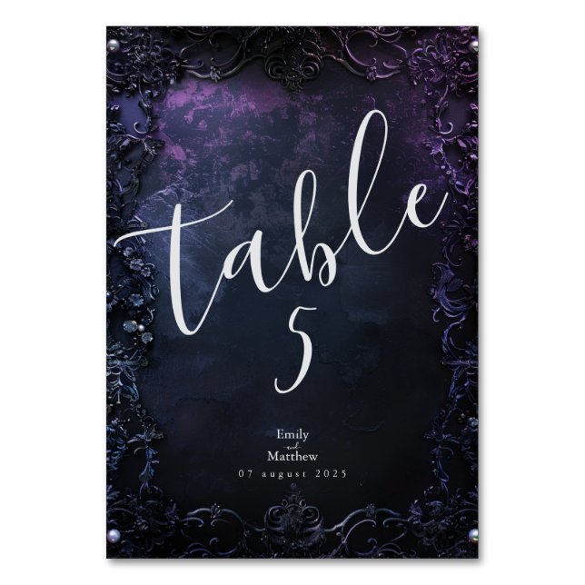 Tarjeta De Mesa Oscuro Midnight Elegancia gótica (Anverso)