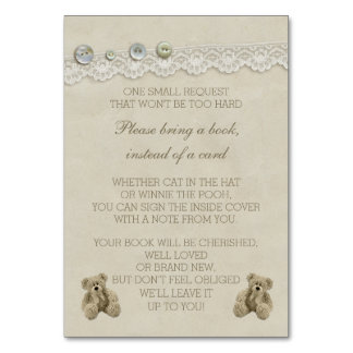 Tarjeta De Mesa Oso de peluche trae un libro en lugar de una tarje