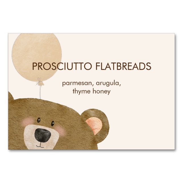 Tarjeta De Mesa Oso lindo Podemos anticipar Baby Shower de espera  (Anverso)