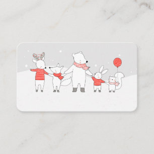 Tarjeta De Mesa Oso polar lindo y fiesta de amigos