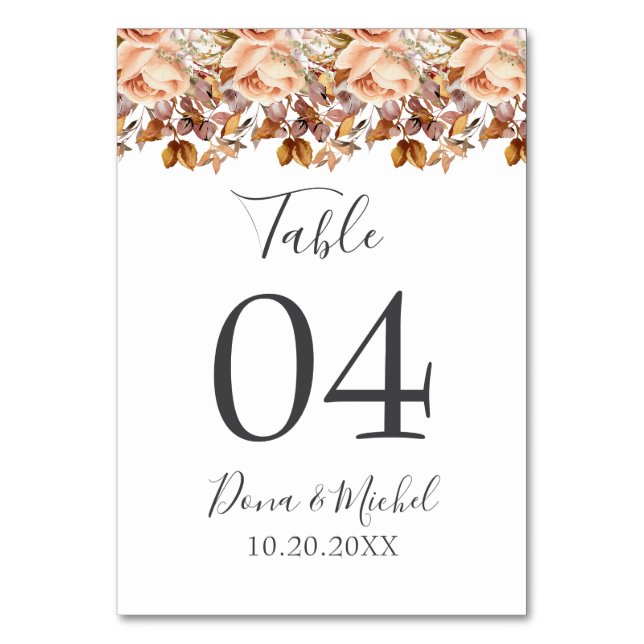 Tarjeta De Mesa Otoño deja al país ruso Boho Boda (Anverso)