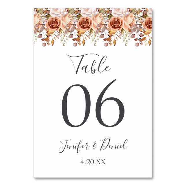Tarjeta De Mesa Otoño deja al país ruso Boho Boda (Anverso)
