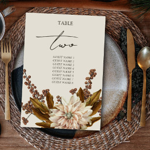 Tarjeta De Mesa Otoño Floral Tones de tierra acuarela Boda otoño