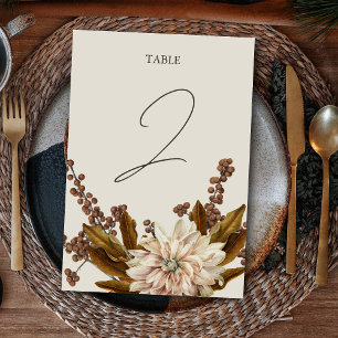 Tarjeta De Mesa Otoño Floral Tones de tierra acuarela Boda otoño