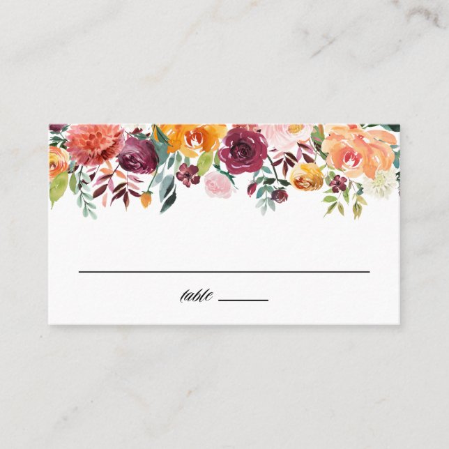 Tarjeta De Mesa Otoño florece Garland Fall Wedding (Anverso)