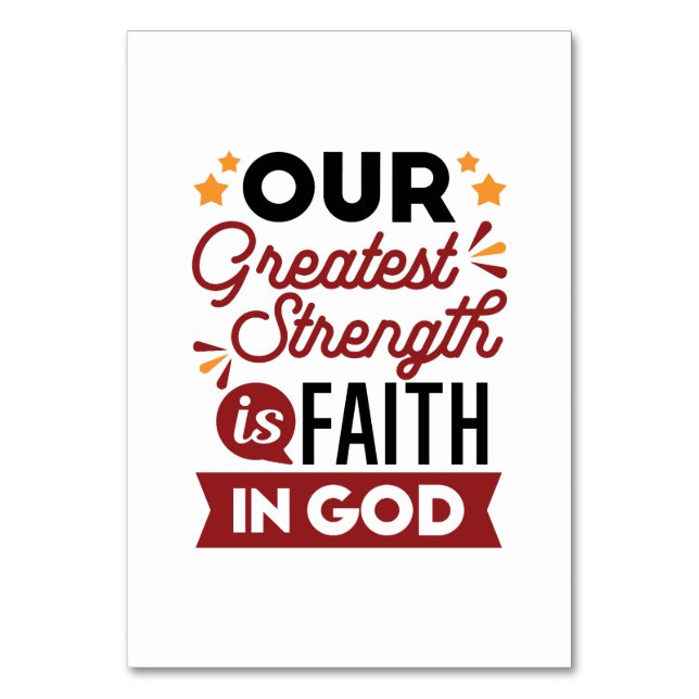 Tarjeta De Mesa Our Greatest Strength Is Faith in God Quote (Anverso)