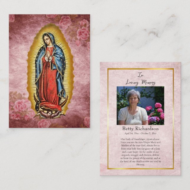 Tarjeta De Mesa Our Lady of Guadalupe Memorial Prayer Card (Anverso / Reverso)