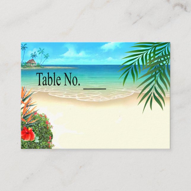 Tarjeta De Mesa Pabellón de palmeras tropicales de playa exótica (Anverso)