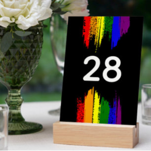 Tarjeta De Mesa Paint negro estalla bandera del orgullo LGBT Boda