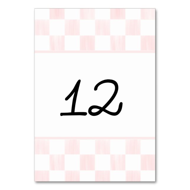 Tarjeta De Mesa Painted Pink Checkerboard Pattern Wedding (Anverso)