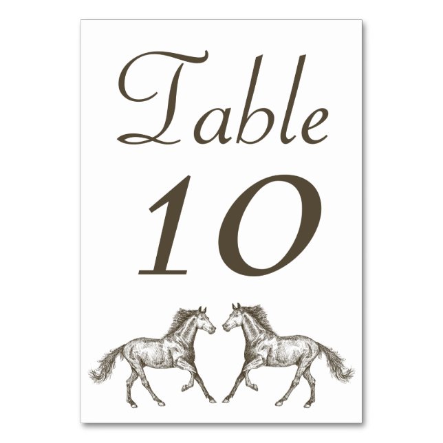Tarjeta De Mesa País ecuestre Boda de Western Horse Brown (Anverso)
