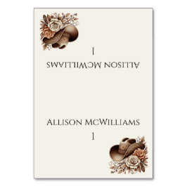 Tarjeta De Mesa País Gorra de Vaquera Occidental con Flores