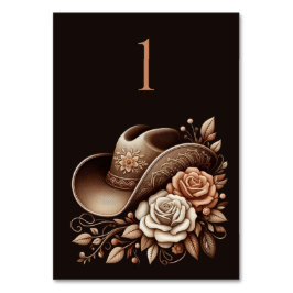 Tarjeta De Mesa País Gorra de Vaquera Occidental con Flores