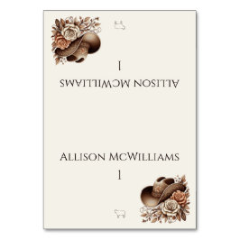 Tarjeta De Mesa País Gorra de Vaquera Occidental con ícono de Flor