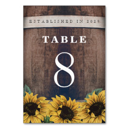 Tarjeta De Mesa País Rústico Barrel Vintage Boda de Girasol