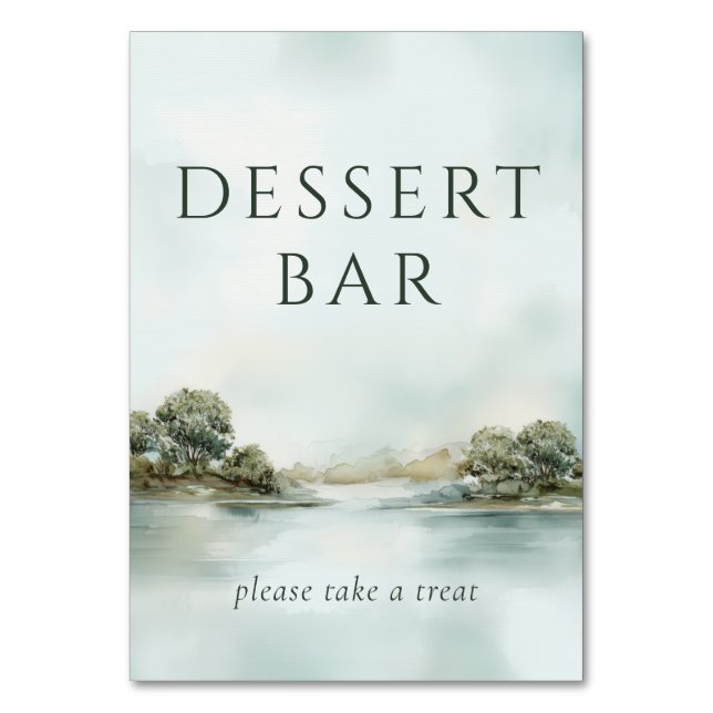Tarjeta De Mesa Paisaje Acuarela Pastel Tranquilo (Anverso)