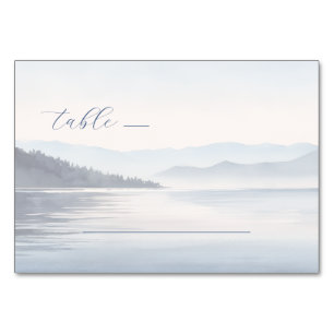 Tarjeta De Mesa Paisaje de Acuarela Azul Tranquilo