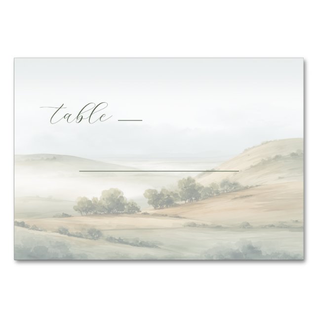 Tarjeta De Mesa Paisaje de Acuarela Beige Tranquilo (Anverso)