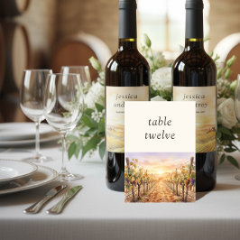 Tarjeta De Mesa Paisaje de viñedo al atardecer editable