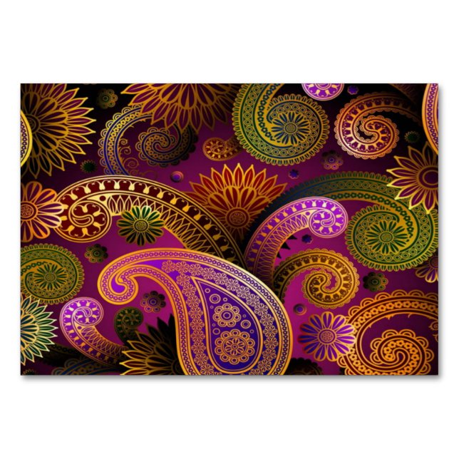 Tarjeta De Mesa Paisley Purple (Anverso)